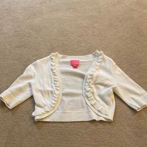 White cropped lily sweater with ruffle